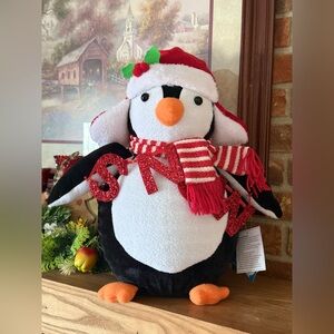 XL Festive Penguin Color Changing Light Up Holiday Plush Decor - Red & White NWT